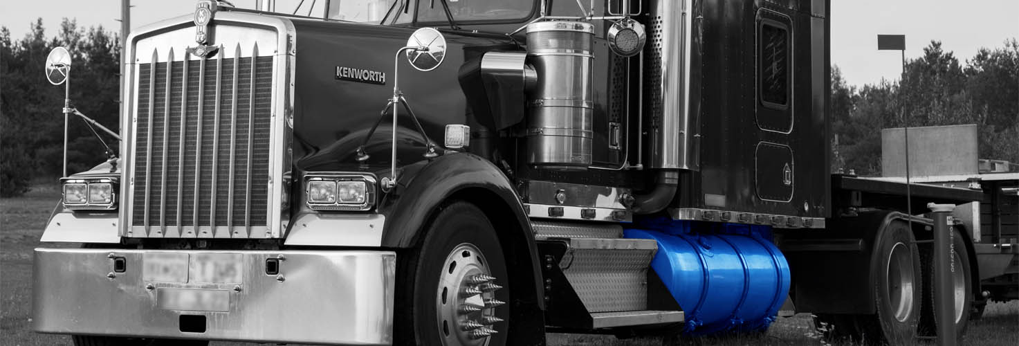 Faccin: white & black truck image with a blue fuel oil tank